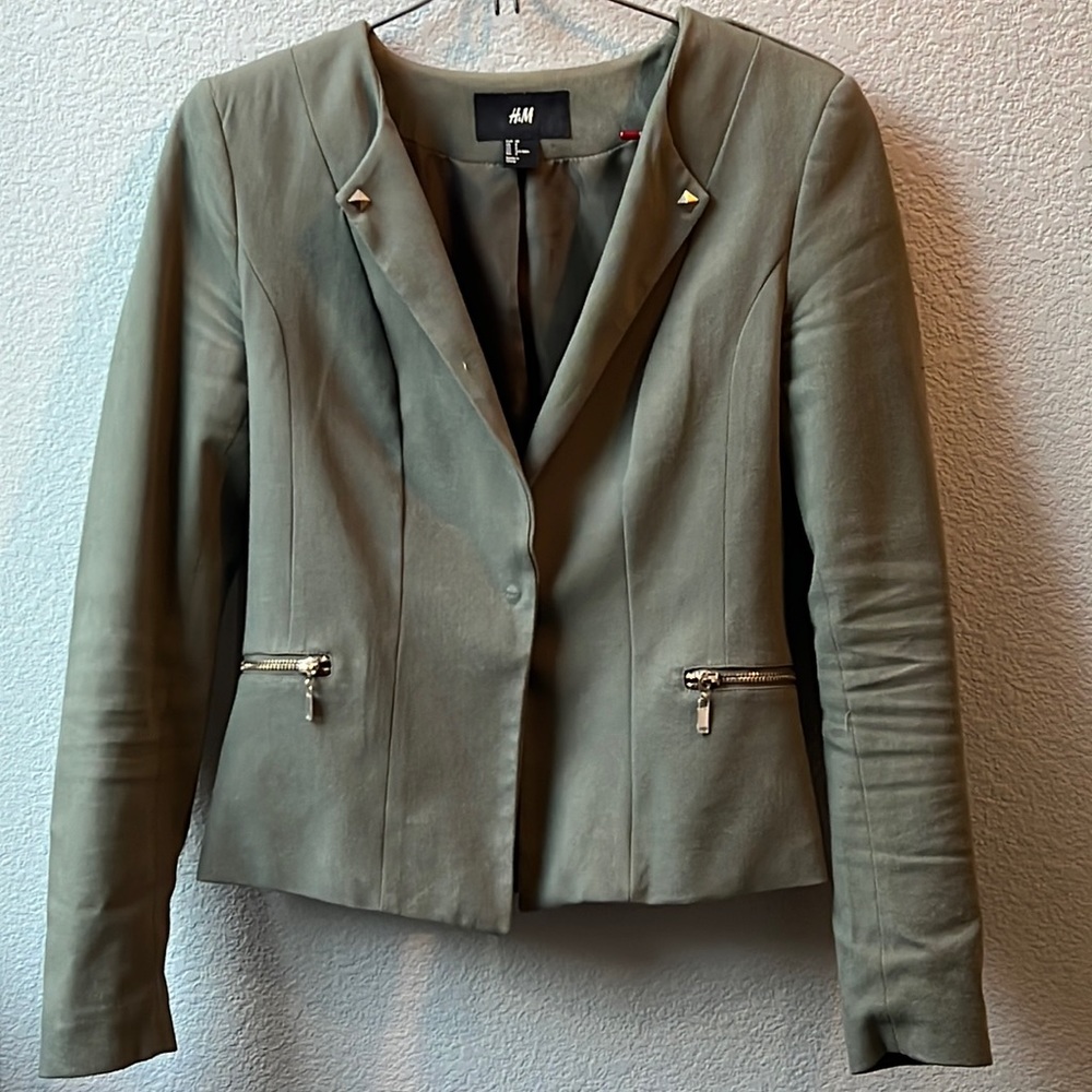 H&M green military style blazer